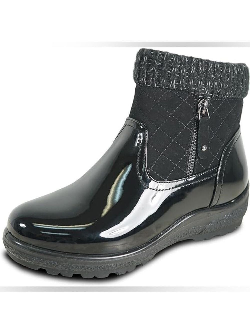 Kozi Fur-Lined Quilted Look Waterproof Ankle Rain Boot Bootie